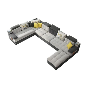 Комплект диванов для гостиной U Мебель для дома современные секционные диваны из льняной конопляной ткани в американском стиле кантри muebles de sala moveis para casa