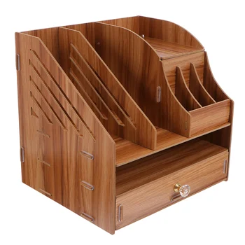 Выдвижной деревянный ящик для хранения, органайзер, папка, столешница, настольный контейнер, разные офисные принадлежности.