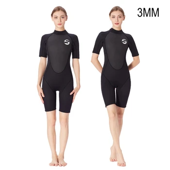 Женщин 3 мм неопрена подводное коротким рукавом согреться плавания подводной охоты подводное плавание гидрокостюм цельный каякинг дрифтинг дайвинг костюм