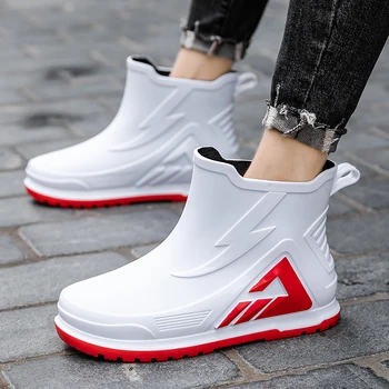 Летняя обувь для мужчин, 2023 Новая уличная нескользящая легкая обувь, непромокаемые ботинки для рыбалки, Прочная повседневная удобная резиновая мужская обувь