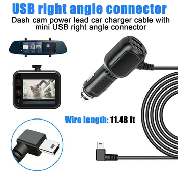 1шт Регистратор Автомобильное Зарядное Устройство USB Кабель 11,5 футов Шнур Питания Для Видеорегистратора Камеры GPS Mini Mico Recorder Hardwire Kit от 12 В до 5 В