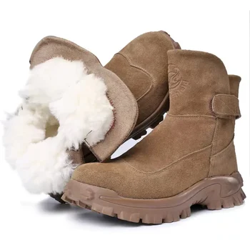 Зимняя рабочая защитная обувь из утолщенной шерсти для мужчин, рабочие ботинки со стальным носком, нескользящая защитная обувь, мужские зимние ботинки 2024