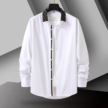 Новинка 2023 года, высококачественная мужская однобортная деловая повседневная мужская рубашка с длинными рукавами, подходящая по цвету.
