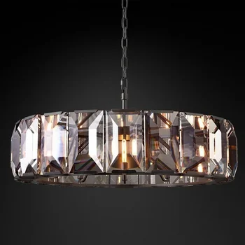 Современная роскошная светодиодная хрустальная люстра для столовой гостиной спальни с круглым прямоугольным дизайном Подвесной светильник