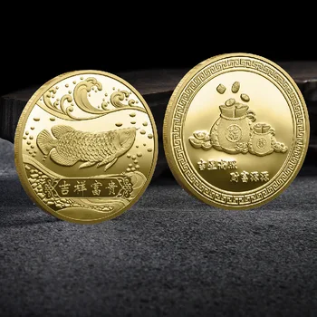 1Шт 2024 Новый Год Удачи Вам Китайская Памятная Монета Фу Кои Медаль Карпа Монета С Тиснением Металлический Значок Ремесла