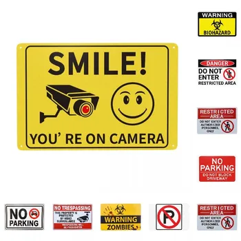 Таблички с надписью Smile You'are On Camera, винтажные предупреждения для видеонаблюдения, металлические таблички для ворот, Садовый дворик, пещерный бар, домашний декор