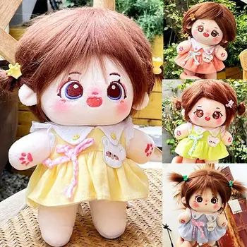 Милые весенне-летние платья, высококачественная модная одежда для кукол с принтом, костюмы, ткань, одежда для плюшевых кукол, хлопковая кукла 20 см