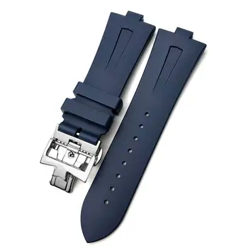 Замена резинового силиконового ремешка HAODEE 25 мм * 8 мм для часов Vacheron Constantin Overseas Watch, черный, синий, водонепроницаемый спортивный ремешок