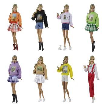 комплект одежды для куклы 30 см/ розовая цветная Толстовка, рубашка, свитер, юбка, короткий костюм, одежда для 1/6 Xinyi FR ST Куклы Барби/подарок