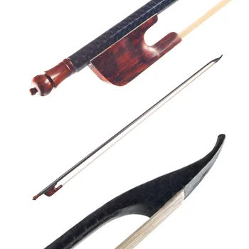 Смычок для скрипки в стиле барокко из углеродного волокна, шпон, круглая палочка из черного дерева, белый конский волос, хорошо сбалансированный