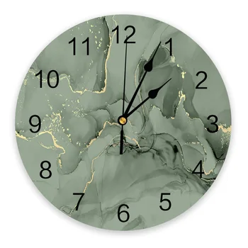 Настенные часы из травянисто-зеленого мрамора, бесшумные цифровые часы для украшения дома, спальни, кухни, Подвесные часы