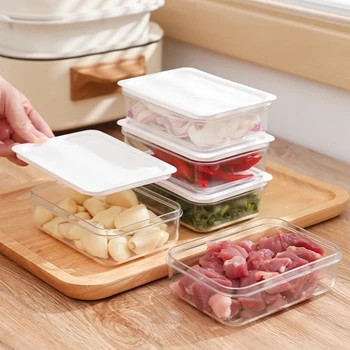 Ящик для хранения продуктов в холодильнике, Кухонная Пластиковая Свежая Микроволновая печь, бытовая Квадратная Прозрачная запечатанная коробка с крышкой