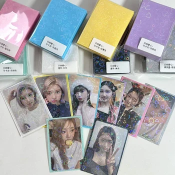 50 шт чехлы для карточек Kpop с блестящей звездой Love Heart Kpop Toploader Card Рукава для фотокарточек Idol Photo Cards Защитный футляр для хранения