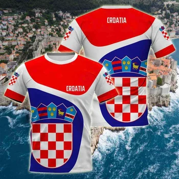 Летняя мужская футболка 2023 с флагом Хорватии, 3D Печать, мужская футболка Harajuku Fashion Street, Супер Большая футболка, мужская одежда