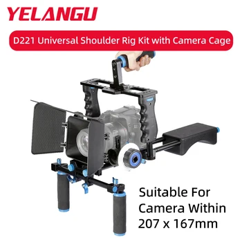 Универсальный Плечевой комплект YELANGU с Клеткой для камеры с Матовой Коробкой с Двойным Стержнем для последующей фокусировки Подходит Для камеры 207* 167 мм Для Canon Nikon