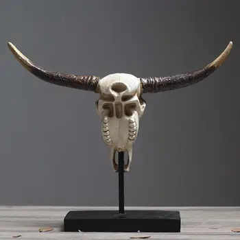 Настенная скульптура в виде черепа в стиле ретро, голова животного из полирезина, современная для украшения дома