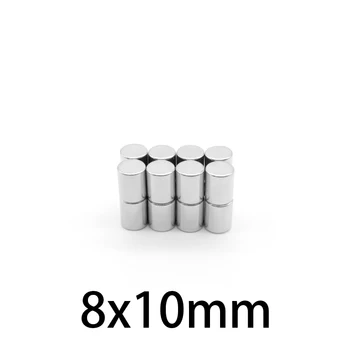 8x10 мм Сильный цилиндр с редкоземельным магнитом, Круглые Неодимовые магниты, 8 мм x 10 мм Маленький Магнитный диск 8 * 10 мм N35