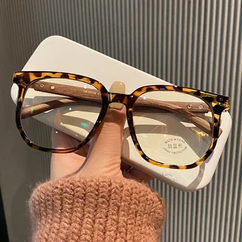 Новые очки для чтения в ретро-деревянной оправе для женщин, леопардовые очки для пресбиопии, Новые модные очки с защитой от синего света.