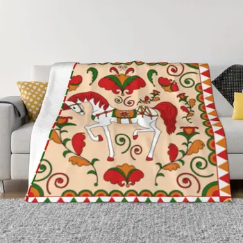 Шведские лошадки Дала Красное мягкое одеяло для дома, кровати, дивана, пикника, путешествий, отдыха в офисе, Плюшевое одеяло в подарок