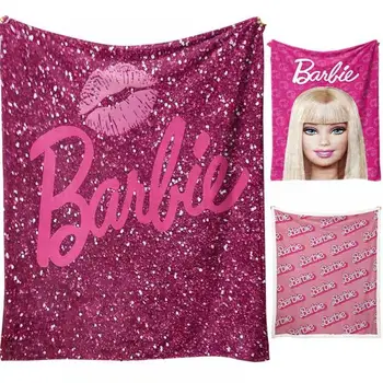Теплое фланелевое одеяло Kawaii Barbie с 3D-принтом из модного аниме-мультфильма, Мягкие Удобные утолщенные плюшевые одеяла с кондиционером.