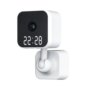 Wi-Fi-камера Tuya с цифровыми часами, домашняя охрана, видеонаблюдение ночного видения, беспроводная камера движения-штепсельная вилка США