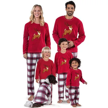 Одинаковые комплекты для семьи, Рождественские Пижамы, Пижамный комплект, Рождественские Пижамы, Топы с длинными рукавами + Брюки, Семейный образ Родителей и детей 2020