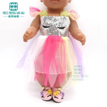 Кукольная Одежда, игрушечное детское платье принцессы с блестками, розовое, красное, белое для американской куклы и аксессуары для новорожденных кукол 43 см