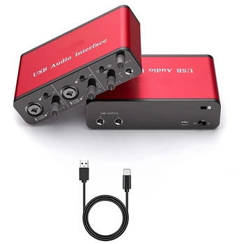 Аудиоинтерфейс USB 24 бит/96 кГц Для записи подкастов и потоковой передачи Со сверхнизкой задержкой, аудиоинтерфейс Plug And Play