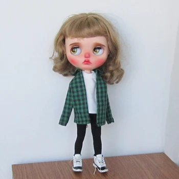 Новое поступление Одежды Blythe, Зеленая рубашка Ручной Работы и Белая Футболка для куклы Blythe Barbies 30 см 1/6 Bjd Куклы Azone ICY Licca Doll