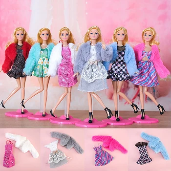 Одежда для куклы-одевалки, стильная плюшевая куртка с темпераментом + модная юбка-костюм, подходит для куклы 30 см, повседневная одежда В подарок