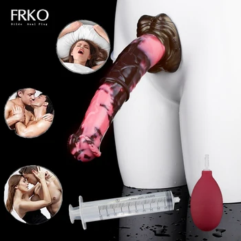 Функция FRKO Фаллоимитатор с лошадиной эякуляцией, брызгающий пенис с отсосами, стимуляция точки G, Анальная пробка, принадлежности для взрослых, Оргазмирующие пары