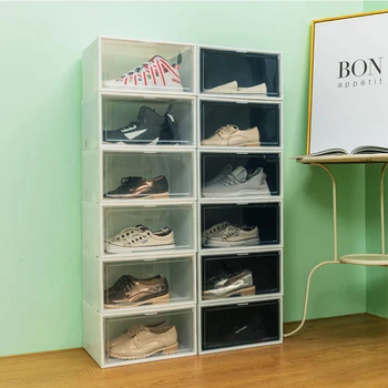 1 шт. Обувной шкаф, Прозрачные тапочки с высокой светопроницаемостью, Коробка для хранения кроссовок, Утолщенная Пылезащитная коробка-органайзер для обуви