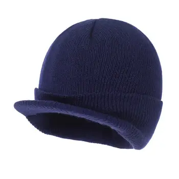 Женская Зимне-осенняя шапка, вязаная эластичная Мягкая теплая мужская кепка с короткими полями, унисекс, с защитой от усадки