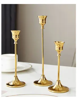 Небольшой роскошный металлический подсвечник для домашнего декора, золотой подсвечник для свечей, Аксессуары для украшения дома, свадьба