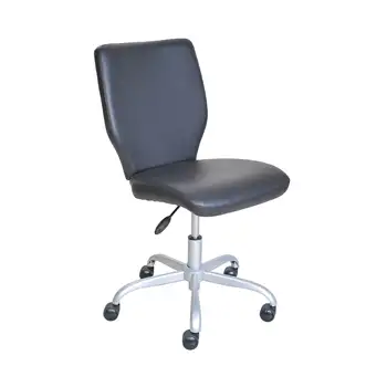 Опоры офисного кресла со средней спинкой и колесиками соответствующего цвета, серая искусственная кожа