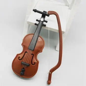 1шт Мини-скрипки Орнамент Миниатюрная Модель скрипок с подставкой Кукольный домик для домашнего офиса Украшение рабочего стола
