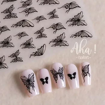 1 лист Ручной росписи Бабочка Выдолбленная бабочка Дизайн ногтей 3D Наклейки Наклейки для ногтей Дизайн ногтей Маникюр DIY Аксессуары для ногтей