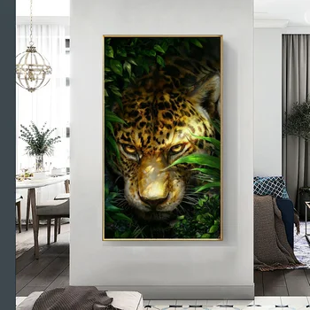 Тигр в траве Настенные плакаты и принты Современные изображения животных для галереи Настенные рисунки для гостиной Отпечатки на холсте Cuadros
