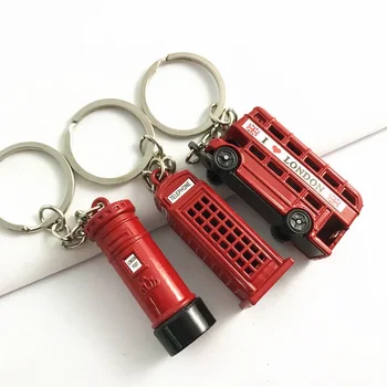 Классический брелок для ключей от Лондонского красного автобуса, почтовый ящик, Брелок для ключей, Телефонная будка, Брелок для мужчин, подарок для вечеринки, Сувенир