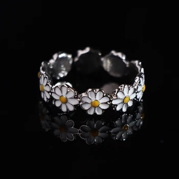 1 шт. Женское Корейское регулируемое открытое кольцо, подарок для невесты на свадьбу, помолвку, Винтажное простое кольцо с ромашкой